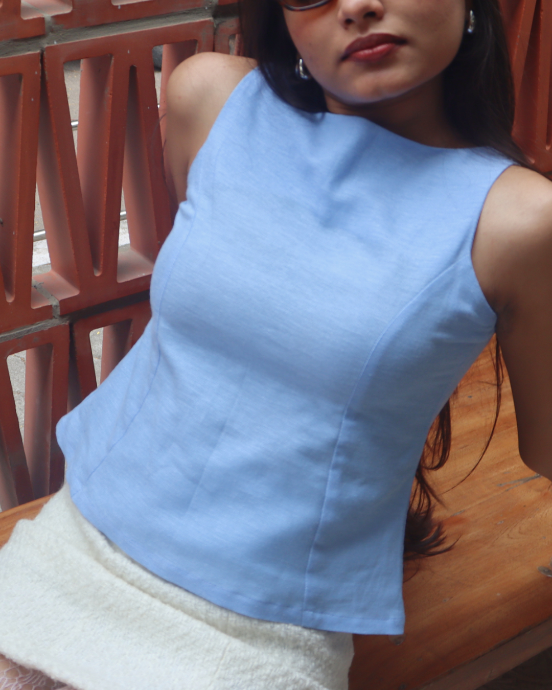 Linen Blue Top