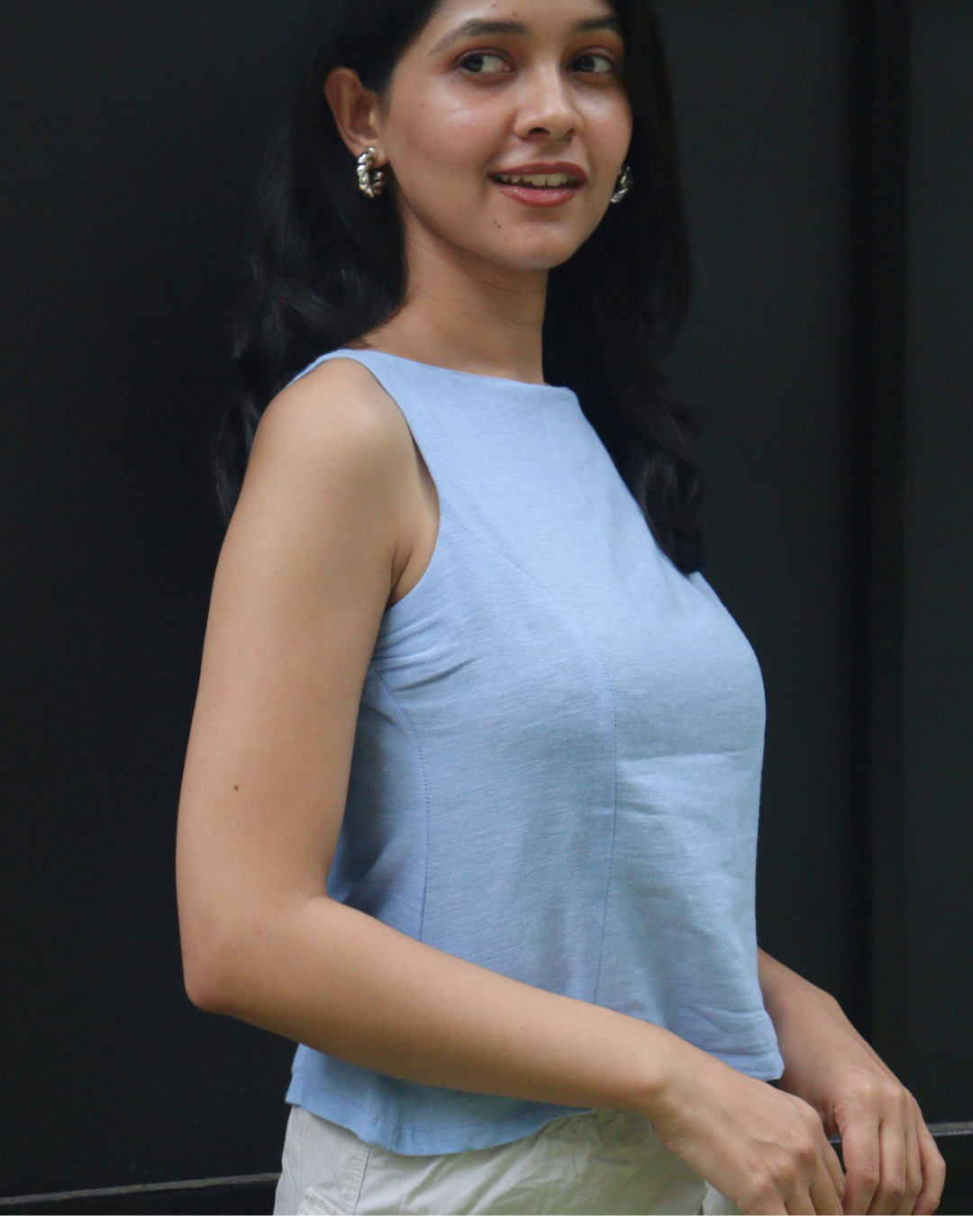 Linen Blue Top